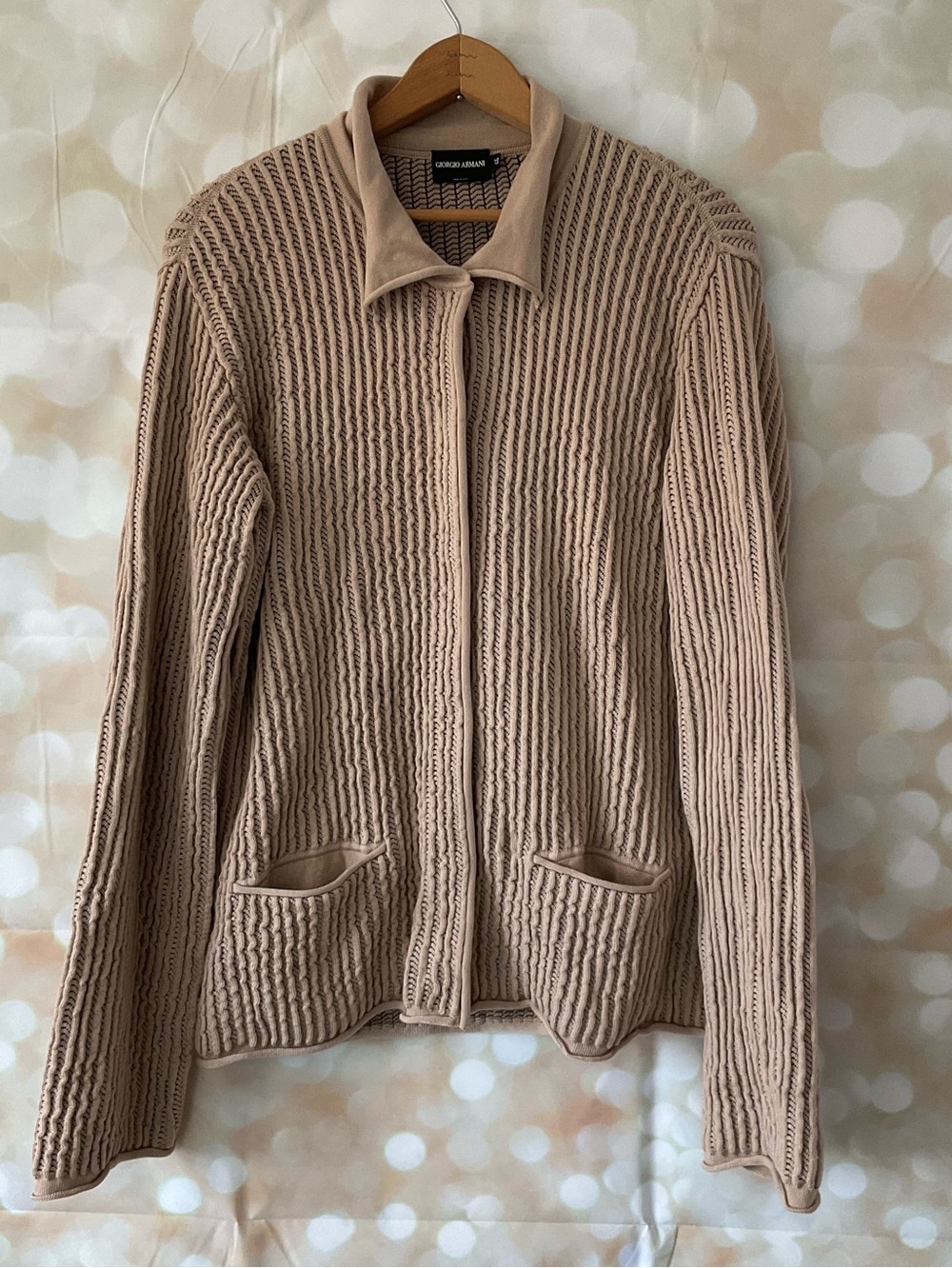 Giorgio Armani Tan Ribbed Sweater